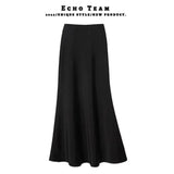 GETADME 프렌치 비니거 실크 스커트 여성용 여름 신상품 하이웨이스트 슬리밍 드레이프 A라인 롱 드레스 슬림핏 테일러드 쉐입