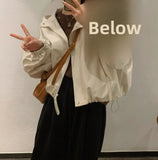 GETADME New 2025 Hooded Jacket Short Style Casual Windbreaker Versatile Loose Outerwear for Small Figures Spring Season Fashion