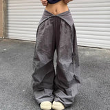 GETADME Y2K Cargo Pants Women Streetwear Letter Diamond Baggy Sweatpants Harajuku White Wide Leg Joggers Summer Grunge Casual Trousers