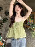 GETADME Korean Sweet Cami Top Bowknot Lace-Up Sleeveless T-Shirt Elegant Youth Clothes Women Fashion Off Shoulder New
