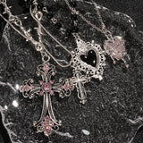 GETADME Y2K Sweet Cool Girl Personalized Creative Cross Love Pendant Necklace, Suitable for Daily Wearing