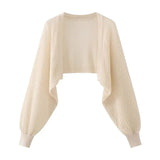 GETADME French Ice Silk Knitted Sun-Proof Cardigan Top Women's Summer Thin Jacket Waistcoat Suspender Skirt Shawl Outer Match Blouse