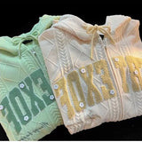 GETADME 레트로 레터 자수 후드 스웨트셔츠 카디건 (여성용, 봄/가을용) 얇고 루즈한 캐주얼 커플 재킷