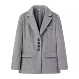 GETADME 2025 Women Winter Blazer Coat Turn Down Collar Warm Coat Turn Down Collar Fashion Design Blazer Feminino Tops Clothes