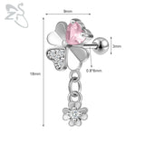 GETADME ZS 1 Piece 20G Cute Heart Stud Earring For Children Women Pink CZ Crystal Earrings Ear Cartilage Helix Conch Piercing Jewelry