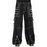 GETADME Women Fall Winter Cargo Jeans Striped Zipper Button Closure Loose Casual Trousers Streetwear with Pockets