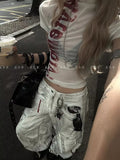 GETADME American Vintage Style Large Pocket Jeans New Fashion Women's Baggy Denim Pants Embroidery Patch Floor-Length Pants