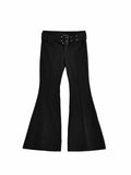 GETADME 2025 Y2k Retro Emo 2000s Women's Black Flare Pants Streetwear Fashion Trousers Harajuku Wide Yoga Pants 90s Aesthetic Clothes
