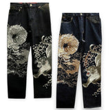GETADME Harajuku Japanese Retro Selvedge Jeans Man Y2K High-end Brand Natural Indigo Dip Dyeing Harajuku Mopping Pants