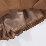 GETADME Brown Belted Mini Skirt Low Waisted Pleated Skirt with Belt Women Academia Aesthetic Vintage Outfit