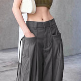 GETADME Gothic Punk Bandage Wide Leg Pants 90s Baggy Pant Women Oversize Low Rise  Y2k Academic Pants Streetwear E-girl Style