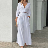 GETADME Elegant Fashion Women's Trousers Suits High Waist Wide Leg Pockets Pants V Neck Long Sleeve T-Shirts Solid Two Piece Sets