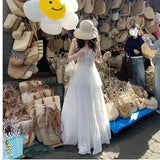 GETADME Women Spring and Summer Trend High Waist Pleated Long Skirt Casual Elegant Solid A-line Big Swing Skirt Girl half fairy skirt