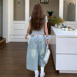 GETADME 2025 Summer Sexy Vintage Style Harajuku Blue Jeans Women's Y2K Punk Street Baggy Denim Trouser Casual Mop Calf Length Pants