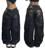 GETADME American Y2K Fashion Trend Loose Straight Jeans Women Street Hip Hop Vintage Joker Oversized Wide-leg Pants Unisex Mopping Jeans