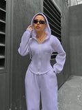 GETADME Spring Autumn New Two Piece Set 2025 Women's Trendy Hooded Cardigan Slim Casual Two Piece Set Woman Outfits Conjuntos Feminino
