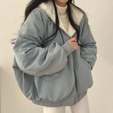 GETADME Korean style plus velvet thickened on both sides to wear lamb wool cotton clothing women's coat winter new hooded cotton jacket