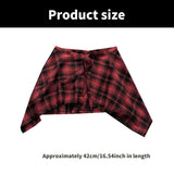 GETADME Unisex Layered A Line Wrap Skirt Hiphop Street Dance Checkered Hip Scarf Tie Up Asymmetrical Overskirt Shirt Extender