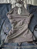 GETADME Woman clothing Sling Tshirt Y2K Halter Goth Punk Slim American Crop Top Vintage Hot Girl Sleeveless Sexy 90s Emo Grunge Harajuku