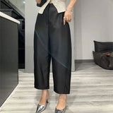 GETADME Limiguyue 봄 기본 루즈 와이드 레그 수트 팬츠 여성 캐주얼 하이웨이스트 바나나 팬츠 하이엔드 샴페인 팬츠 다용도 877P