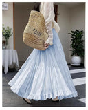 GETADME Elegant Pleated Skirt for Women with Elastic Waist Slim Fit A-Line Long Design Spring 2026 Fashion Trend