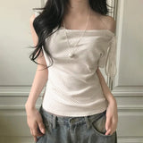GETADME Sweet Polka Dot Prints T-Shirts Fashion Women Cute Design One-Shoulder Summer Tops Casual Korean Office Lady Commute Slim Tees