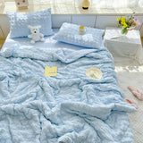 GETADME Thin Cool Breathable Summer Blanket Skin-friendly Lightweight Quilt Well-vetilated Single Double Seersucker Comforter Duvet Set
