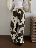 GETADME 2025 Ropa Y2K Fashion Cow Pattern Baggy New Jeans Pants For Women Designer Clothes Straight Cotton Korean Casual Lady Trousers