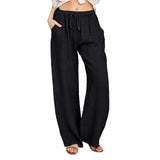 GETADME Women's simple soild-color drawstring casual pants,They are loose,trendy,straight-tube style,lazy and comfortable.