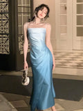 Getadme Summer Women's Retro Elegant Sleeveless Spaghetti Strap Party Prom Wedding Dress Chic Skinny Mid Length Vestidos Women's Dresses