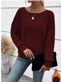 GETADME Autumn/Winter New Comfortable Casual Solid Color Sweaters Long Sleeve Round Collar Splicing Head Pullover 2025 Loose Female Tops