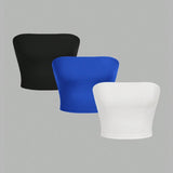 GETADME 여성용 스트랩리스 조끼 민소매 크롭 탑 여성용 플랫 마우스 배꼽 랩 가슴 탑 파티 복장 스트랩리스 조끼 의류