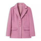 GETADME 2025 Women Winter Blazer Coat Turn Down Collar Warm Coat Turn Down Collar Fashion Design Blazer Feminino Tops Clothes