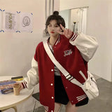 Getadme Harajuku Y2k Oversized Bomber Jackets Women Letter Print Embroidery Varsity Baseball Jacket Vintage Korean Streetwear