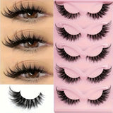 GETADME 5 Pairs Cat Eye False Eyelashes - Hypoallergenic, Natural Long Manga Lashes With Winged Ends For Extended Eye Look