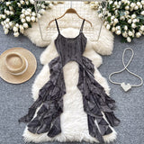 GETADME Hotsweet Sleeveless Vintage Hollow Out Chic Distressed Slim Asymmetrical Camis Straps Top French Streetwear High Street Clothing