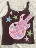 GETADME Y2k Subculture Punk Rock Camisole Retro Guitar Print Halter Vest Ladies Hip Hop Hottie Slim Tops Street Fashion Chic Clothing