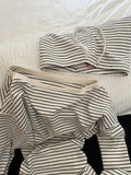 GETADME Striped Sleepwear Women Pajama Shorts Sets Long Sleeve Piiama Casual 2 Pieces Night Wears Summer Korean Casual Home Suit 2025
