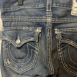 Getadme - Jean True Religion taille basse Y2K Super T évasé, style années 90, jean streetwear Harajuku taille haute, jambes droites et larges