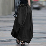 Vintage Summer Skirts Women High Waist A-Line Ankle-Length Skirt Female Beach Loose Long Maxi Skirts Large Hem Lady Boho Skirts