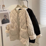 Winter Vintage Parkas Lamb Wool Lightweight Korean Fashion Coat Loose Casual Thick Warm Oversized Versatile Cotton Jacket