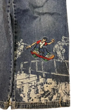 Getadme Streetwear Jeans Hip Hop Skateboard Graphic Embroidered Retro Blue Baggy Jeans Men Women Harajuku High Waist Wide Trousers