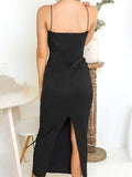 GETADME Sexy Women Long Dress Ruched Sleeveless Slim Solid Summer Party Back Split Dress Clubwear Female Vestido Outfits