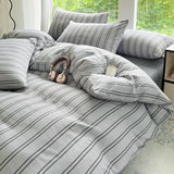 GETADME 3pcs Simple, soft and skin-friendly duvet cover 3-piece set (1 duvet cover +2 pillowcases) (without core)Striped checkered