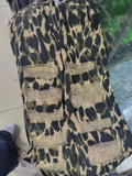GETADME 2025 Cyber Y2K Streetwear Leopard Baggy Ripped Stacked Jeans Pants For Women Clothing Wide Leg New Rock Lady Trousers Ropa Mujer