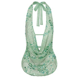 GETADME hirigin Sexy Glitter Sequin Tank Tops Women Y2K Fashion Deep V-neck Hollow Out Cropped Tops Tee Summer New Backless Beach Tops