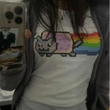 GETADME Cute 2000s Aesthetic Letter Print T-Shirt Y2K Women's Star Tops Harajuku Retro Fashion Gothic Tops Women Clothing Graphic