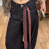 GETADME Long Skinny Plaid Waist Belt With Jeans Necktie Scarf Decorative Accessory Personality Trendy Hairband Fashionable Accessory