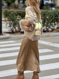 GETADME Women's fashionable casual long sleeved button sweater cardigan soft and comfortable loose lantern sleeve lemon knit sweater