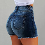 GETADME High Waist Hot Pants Women's Jeans Available in Multiple Colors Women's Denim Stretch Shorts Stretch Tassel Distressed